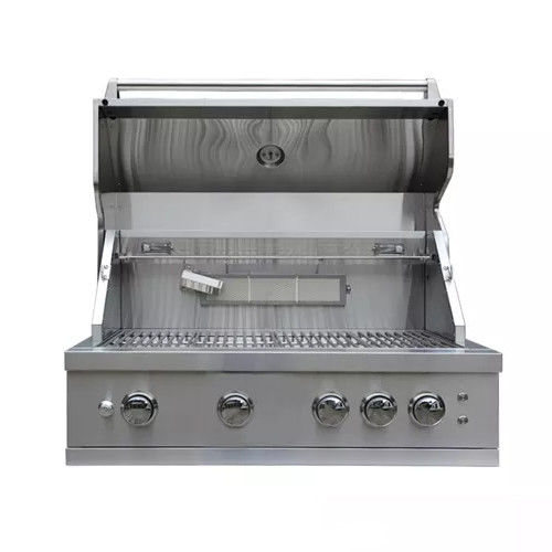 Mobile Barbeque Gas Grills With Flat Top Combo 3 Burner Commercial 36 Inch